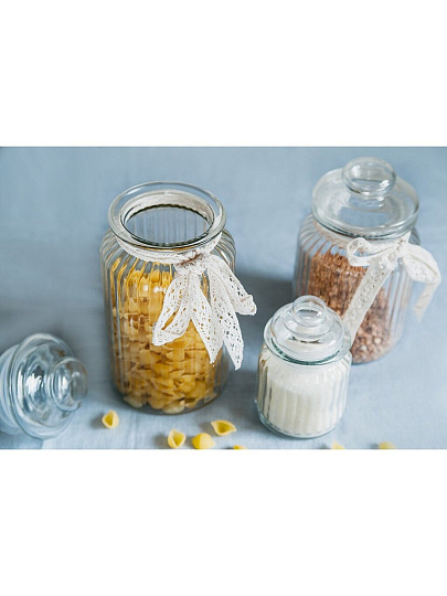 Банка для сыпучих продуктов, стекло, 0.25 л, с крышкой, Attribute, Fleur, ABF100W