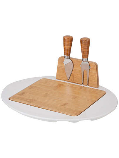 Набор для сыра, фарфор, бамбук, 28.5х23.5х6.3 см, 3 предмета, Lefard, Native, 263-1351