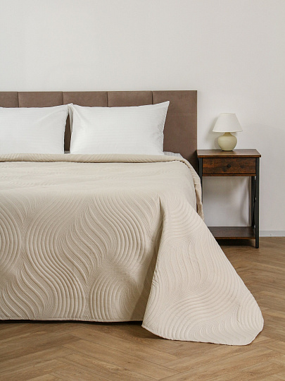Покрывало евро, 220х240 см, 100% полиэстер, стеганое, Silvano, Модерн, молоч