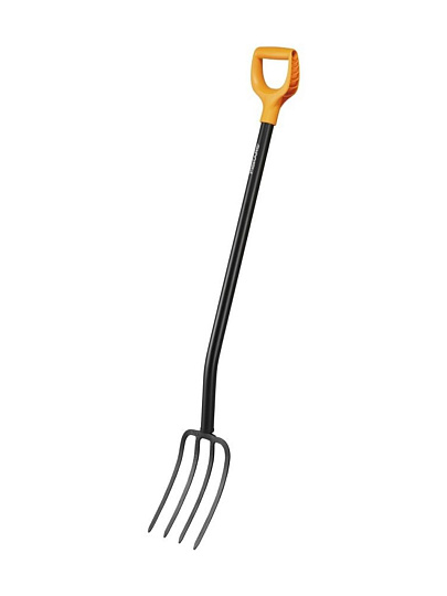 Вилы садово-огородные, четырехрогие, черенок стальной, Fiskars, Solid, 1070673