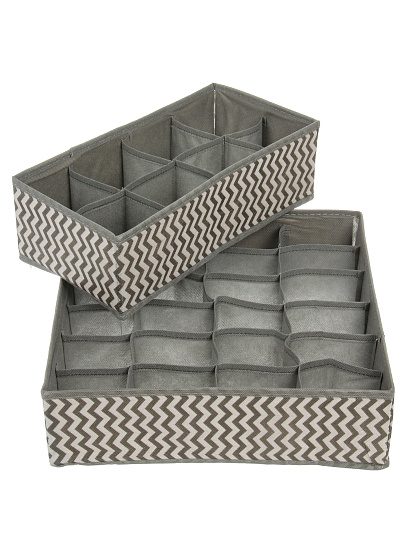 Набор кофров д/хранен, 4 шт (32*16*10-2; 32*32*10-2), сер волна, A190054