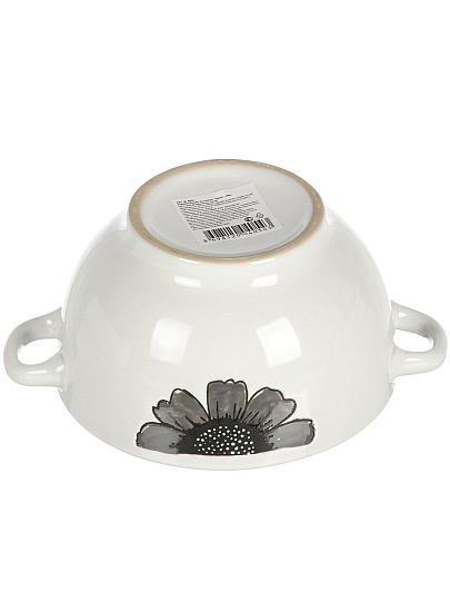 Бульонница керамика, 650 мл, 13х8 см, с ручкой, Ромашка, ТМ Глория, 4054