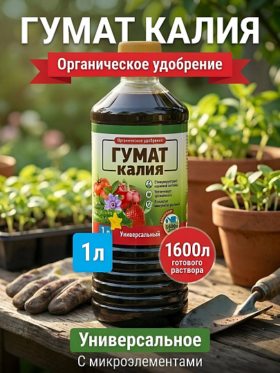 Удобрение Гумат Калия, универсальное, концентрированное, органическое, жидкость, 1 л, БиоМастер