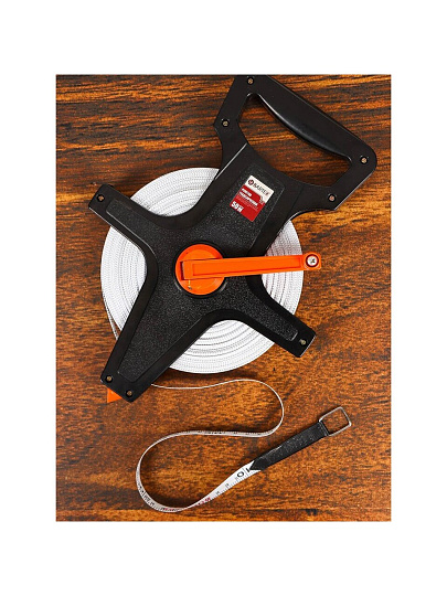 Рулетка геодезическая, 50 м, лента ПВХ, 12.5 мм, лента белая матовая, открытый корпус, Bartex, KM-L12