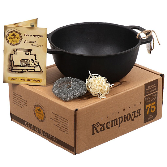 Кастрюля чугун, 3 л, круглая, Maysternya, Т402, черная, индукция