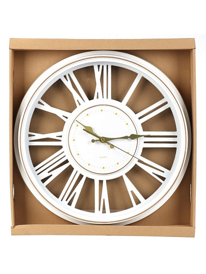 Часы настенные, кварцевые, 43 см, круглые, пластик, белые, Y6-10676