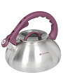 Чайник нержавеющая сталь, 3 л, со свистком, матовый, логотип меняет цвет, ручка с силиконовым покрытием, Daniks, DSC-8802 - фото 2