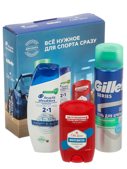 Набор подарочный для мужчин, Head &amp; Shoulders, Основной уход, шампунь 200 мл, гель для бритья Gillette 200 мл