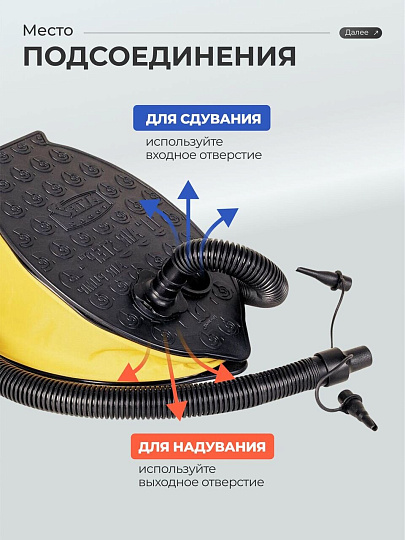 Насос воздушный ножной, 0.8 л, 23х15 см, 3 насадки, Bestway, 62023