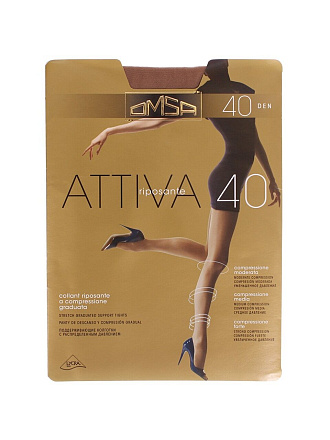 Колготки Omsa, Attiva, 40 DEN, р. 6, caramello/светло-бежевые, шортики, с укрепленным мыском XXL