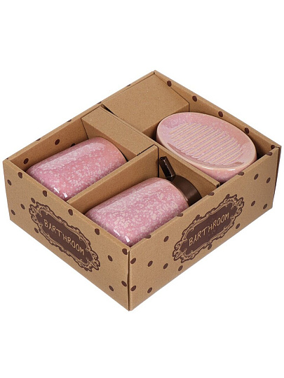 Набор для ванной 3 предмета, Мелани, керамика, мыльница, дозатор для мыла, стакан, PU091108