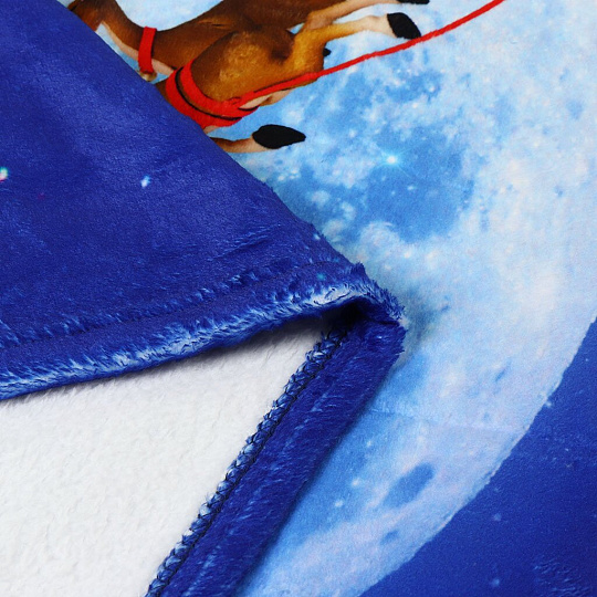 Плед 1.5-спальный, 140х180 см, микрофибра, 100% полиэстер, Silvano, Дед Мороз с оленями, AI-1504012