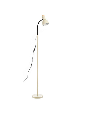 Светильник напольный E27, 40 Вт, бежевый, молочный, Camelion, KD-435F C01, 15576, металл + деревянный декор