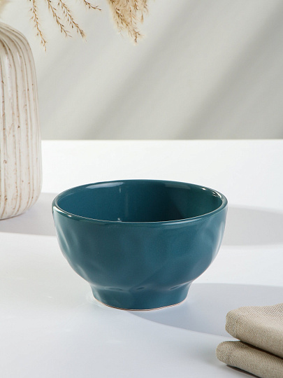 Салатник керамика, круглый, 15х8.3 см, Stone Turquoise, Domenik, DMD054, синий