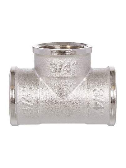 Тройник 3/4", г-г-г, никель, индивидуальная упаковка, RTP