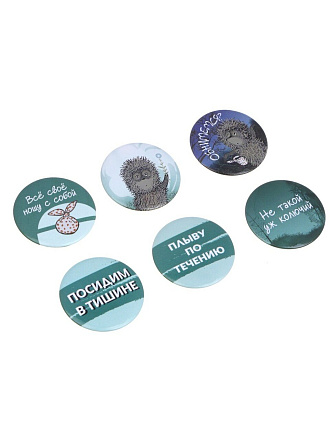 Набор значков Ежик в тумане, 3.5 см, металл, 6 шт, 805-043