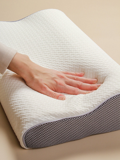 Подушка ортопедическая, 50 х 30 х 10, полиуретан, чехол 100% полиэстер, кант, с эффектом памяти, мягкая, AI-1607001, белая