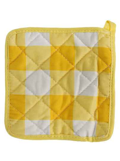 Прихватка 18х18 см, 100% хлопок, желтая клетка, Узб-н