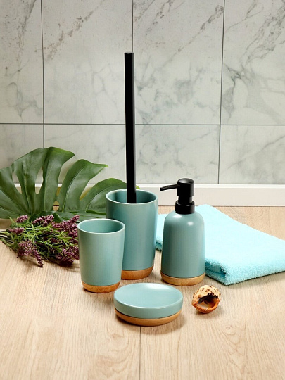 Ерш для туалета Бамбук, напольный, 9x13.8/38.5 см, керамика, бирюза, CE2504CA-TOH