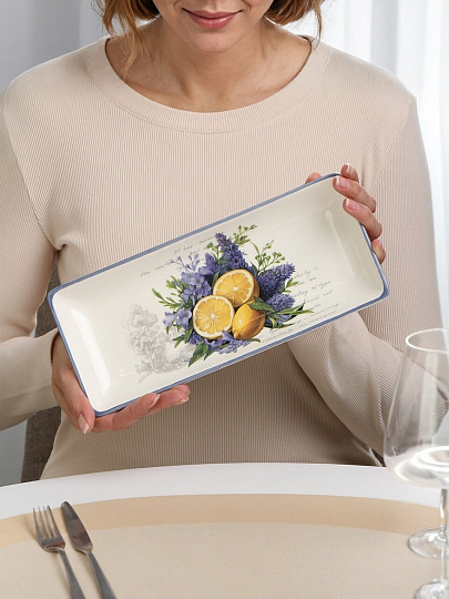 Блюдо доломит, прямоугольное, 28х12 см, Лаванда, Daniks