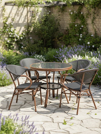 Мебель садовая стол, 80х80х72 см, 2 стула, 60х56х80 см, C010206