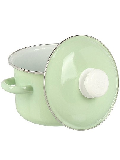 Кастрюля эмалированная сталь, 2 л, крышка сталь, цилиндрическая, Сибирские товары, 9MD161P, салатовая, индукция