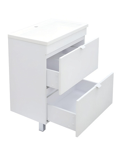 Тумба Toppus, Goffre Plisse 60, 60 см, 2 ящика, под умывальник Art 60, белый soft touch, 9711.028