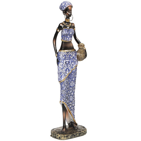 Фигурка декоративная Африканка в синем платье, 34 см, в ассортименте, Y6-2103