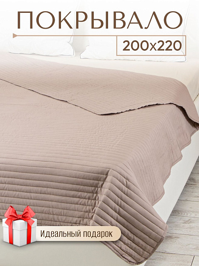Покрывало евро, 220х200 см, 100% полиэстер, стеганое, Silvano, Жатка Элит, песочное, 334309-1