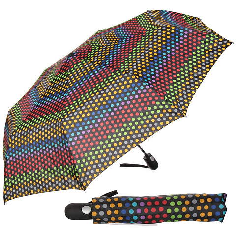 Зонт для женщин, суперавтомат, 3 сложения, RainDrops, полиэстер, в ассортименте, 23812