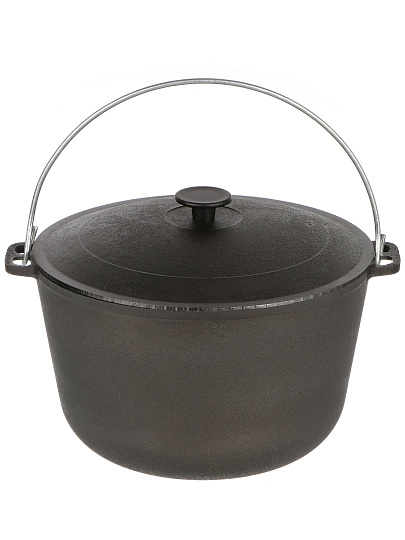 Казан чугун, 10 л, с крышкой, крышка чугун, с дужкой, Гардарика, 1510-3