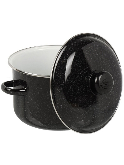 Кастрюля эмалированная сталь, 4 л, крышка сталь, цилиндрическая, Сибирские товары, 9MD201P, черный рябчик, индукция