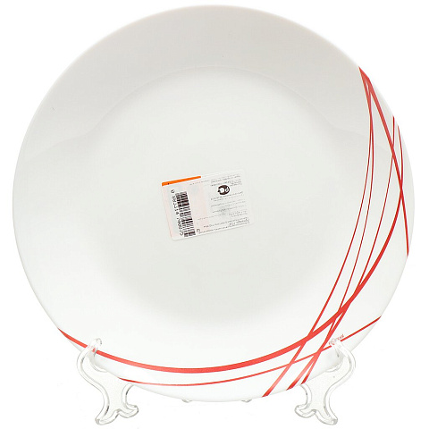 Тарелка обеденная, стекло, 25 см, круглая, Domitille Red, Luminarc, P3347