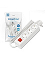 Удлинитель бытовой 3 гнезда, 1.5 м, ПВС, 3х1 мм², с заземлением, 16 А, выключатель, 3500 Вт, Domtok, 2379