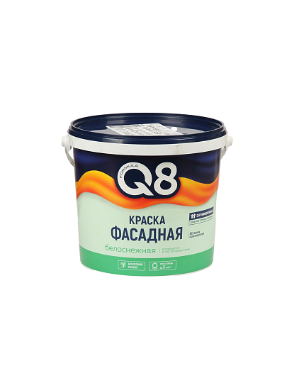 Краска водно-дисперсионная, Formula Q8, акриловая, фасадная, матовая, белая, 6.5 кг