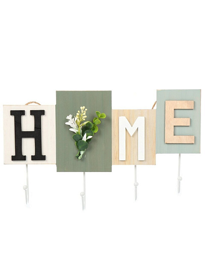 Крючок Home, 32.5х20.5 см, МДФ, 4 крючка, на декоративном панно, настенный, A200170