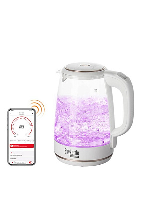 Чайник электрический Redmond, SkyKettle RK-G203S, Strix, белый, 2 л, смарт, 2200 Вт, скрытый нагревательный элемент, стекло