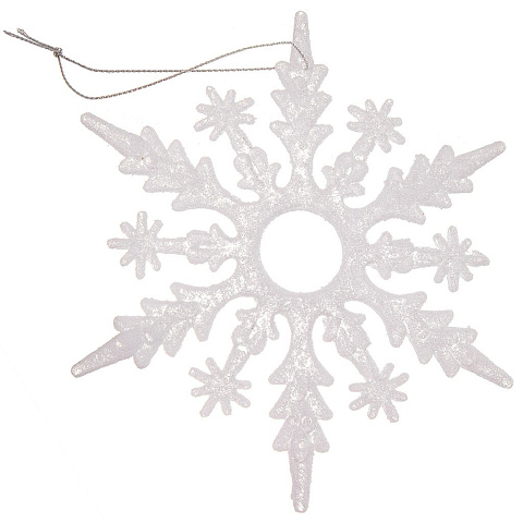 Елочное украшение Снежинка, белое, 14.7 см, пластик, SYYKLA-191961
