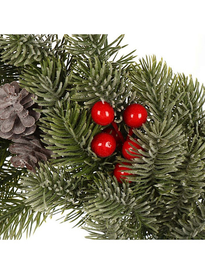 Венок новогодний 50 см, с ягодами и шишками, SYHHA-0823035