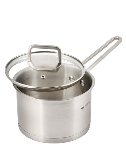 Ковш нерж, 1.9 л, крыш стекло, металл ручка, индукц, Daniks, Ирати, SD-01369-16S