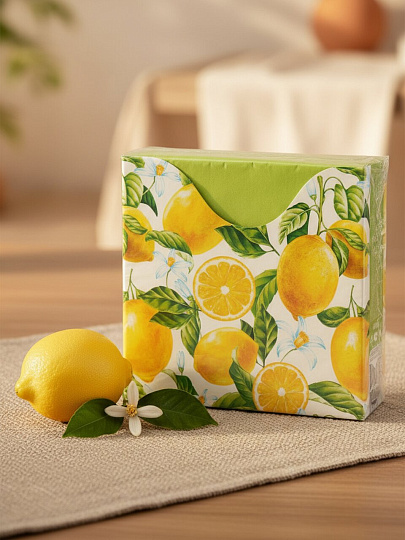 Салфетки Лилия, Лимонный сад, 40 шт, 2 сл, 33х33 см, 2678