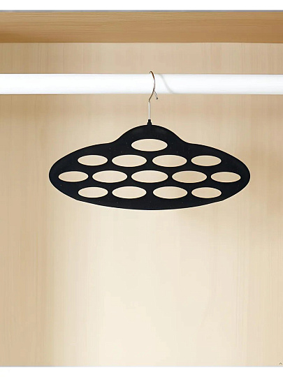 Вешалка-плечики для галстуков, флокированная, черная, Y8-2836