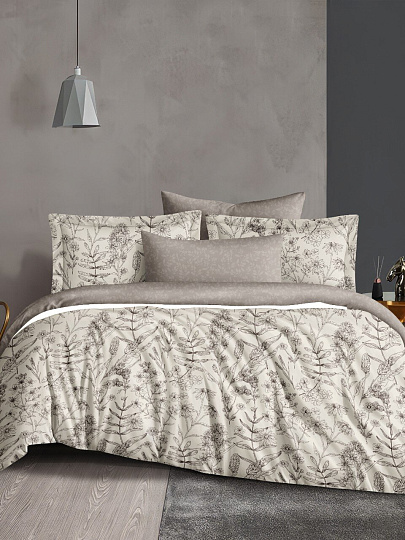 Постельное белье 2-спальное, простыня 200х220 см, 2 наволочки 70х70 см, пододеяльник 175х215 см, Silvano, сатин люкс, Цветы Коричневые 20/023-SLC/SLV