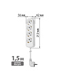 Удлинитель 4 гнезда, 1.5 м, с заземлением, 16 А, 3680 Вт, белый, TDM Electric, Народный, SQ1303-1405 - фото 5