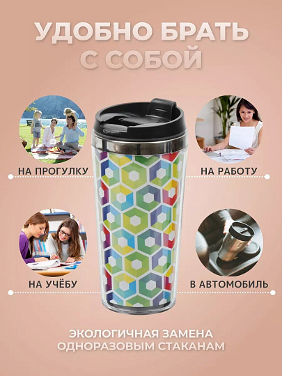 Термокружка 0.42 л, Daniks, Графика, колба нержавеющая сталь, FD-06-15