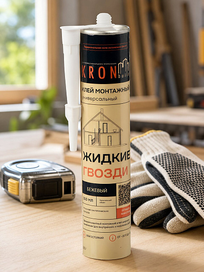 Жидкие гвозди Kronbuild, 310 мл, ремонтно-монтажные, бежевые, LNB39