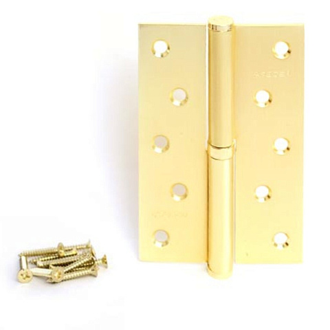 Петля врезная для деревянных дверей, Apecs, 120х80х3 мм, левая, B-Steel-GM-L, 13708, с подшипником, матовое золото