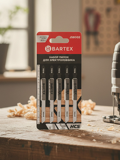 Набор пилок для электролобзика, Bartex, T101B, по дереву, ДВП, ДСП, 5 шт, чистый рез, 3-30 мм, JSB002