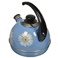 Чайник сталь, эмалированное покрытие, 3.5 л, со свистком, декор в ассортименте, ручка консольная, Рубин, Клубника с ромашкой, синий туман, T04/35/08/05/14 - фото 6