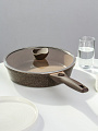 Сковорода литой алюминий, 26 см, антипригарное покрытие, Горница, Дуэт Шоколадный мусс, с крышкой, съемная ручка, индукция, Ис8264Дш - фото 3